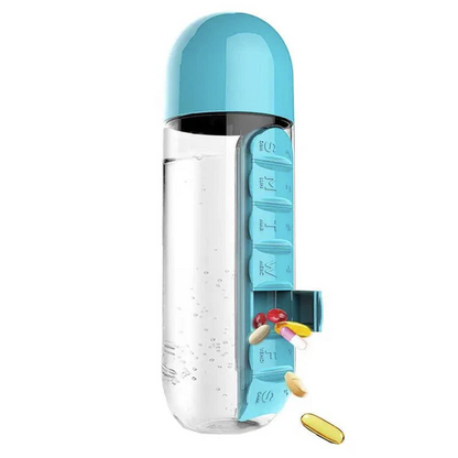 Sticla de apa cu organizator de pastile 600 ml