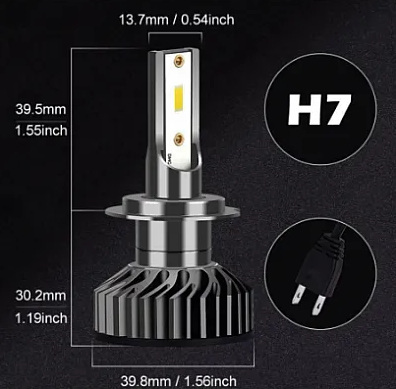 Set 2 becuri LED H7 F2 COB Canbus 100W lumina alb-rece 12.000 lumeni