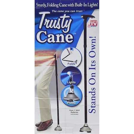 Baston de sprijin Trusty Cane cu inaltime reglabila, pliabil, cu lanterna si pivoti stabilizatori