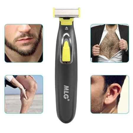 Trimmer facial electric MLG LT-187, fara fir, incarcare USB, cap pivotant, 3 piepteni deistantieri, negru cu verde