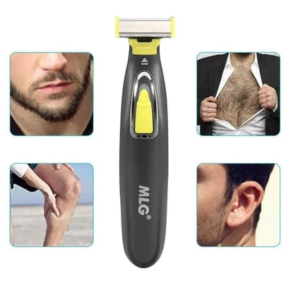 Trimmer facial electric MLG LT-187, fara fir, incarcare USB, cap pivotant, 3 piepteni deistantieri, negru cu verde