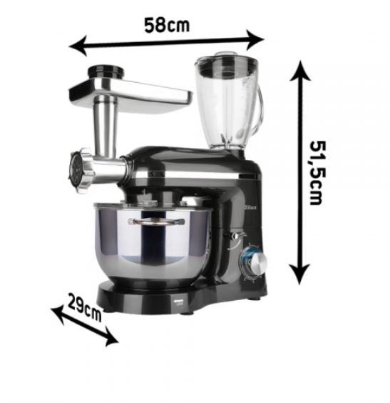 Mixer, blender si masina de tocat 3 in 1 Zilan ZLN1772 Negru, 6+1 nivele de control al vitezei, 1400W