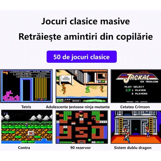CONSOLA PORTABILA DE JOCURI, AFISAJ LCD CU 500 IN 1 JOCURI