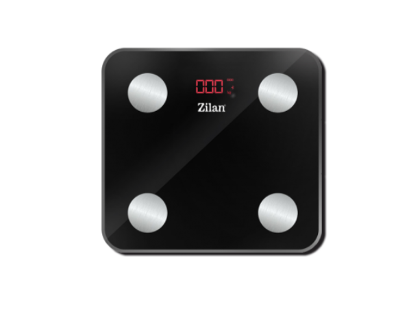 Cantar corporal Zilan din sticla securizata, capacitate 3-180kg, Aplicatie OKOK, Display LED