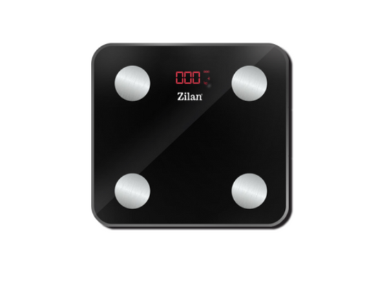 Cantar corporal Zilan din sticla securizata, capacitate 3-180kg, Aplicatie OKOK, Display LED