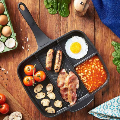 Tigaie Grill ANTIADERENTA Multifunctionala cu 5 Compartimente Pentru Gatit