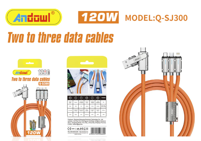 Cablu de date / Cablu de incarcare 120W Q SJ300 USB / TypeC la iOS / TypeC / Micro