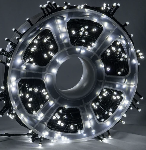 Instalatie LED sir 100m, cu 480 led mare tip diamant, IP 44, 8 jocuri de lumini, Lumina rece