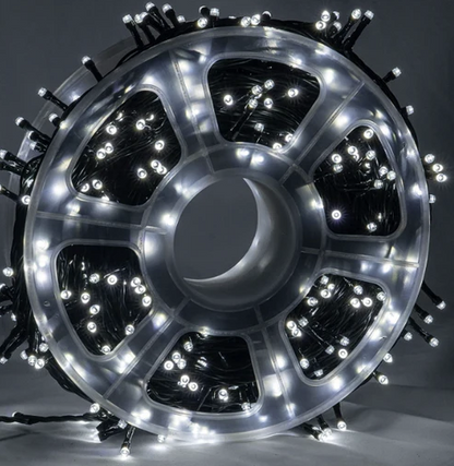 Instalatie LED sir 100m, cu 480 led mare tip diamant, IP 44, 8 jocuri de lumini, Lumina rece