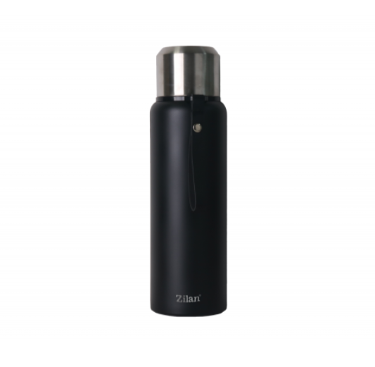 Termos portabil Zilan ZLN, capacitate 1L, pastreaza rece 24 ore, cald 12 ore, pereti dublii, negru