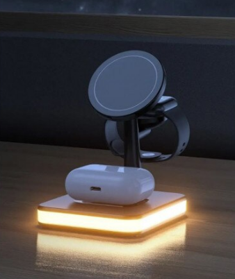 Incarcator Wireless 4 in 1 cu LED Model 991 pentru Telefon, Ceas, Casti