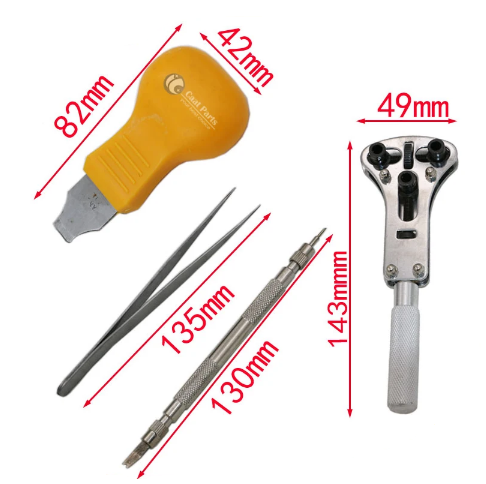 TRUSA PENTRU REPARAT CEASURI, 13 PIESE, SURUBELNITE, PENSETA, CHEIE, HUSA