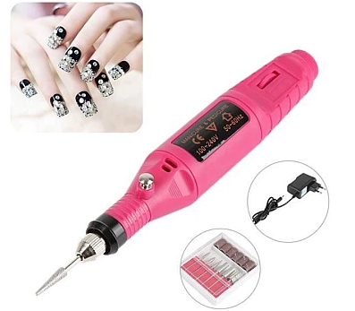 Freza Unghii Roz include 5 pile 5 capete abrazive Viteza Reglabila Semiprofesionala ALIMENTARE USB
