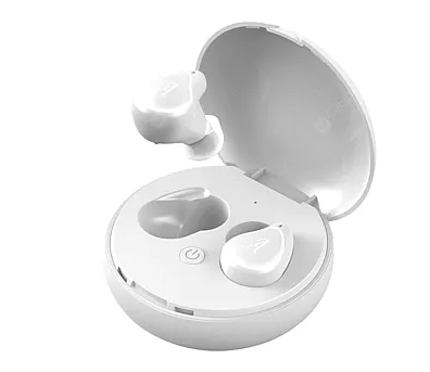 Casti Wireless A4-TWS cu dock de incarcare si design compact alb