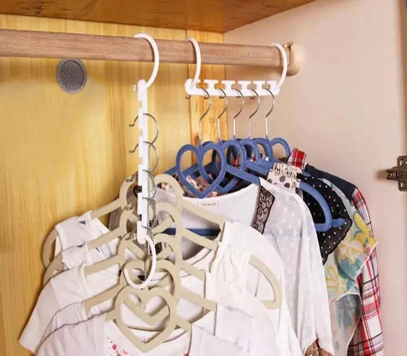 Set 8x Umerase Magic organizatoare haine, economisire 50% spatiu, Wonder hanger, alb
