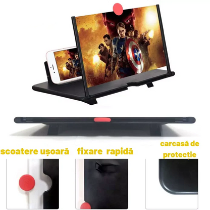 Ecran marire Imagine 3D, universal, 12 Inch, cu suport de telefon