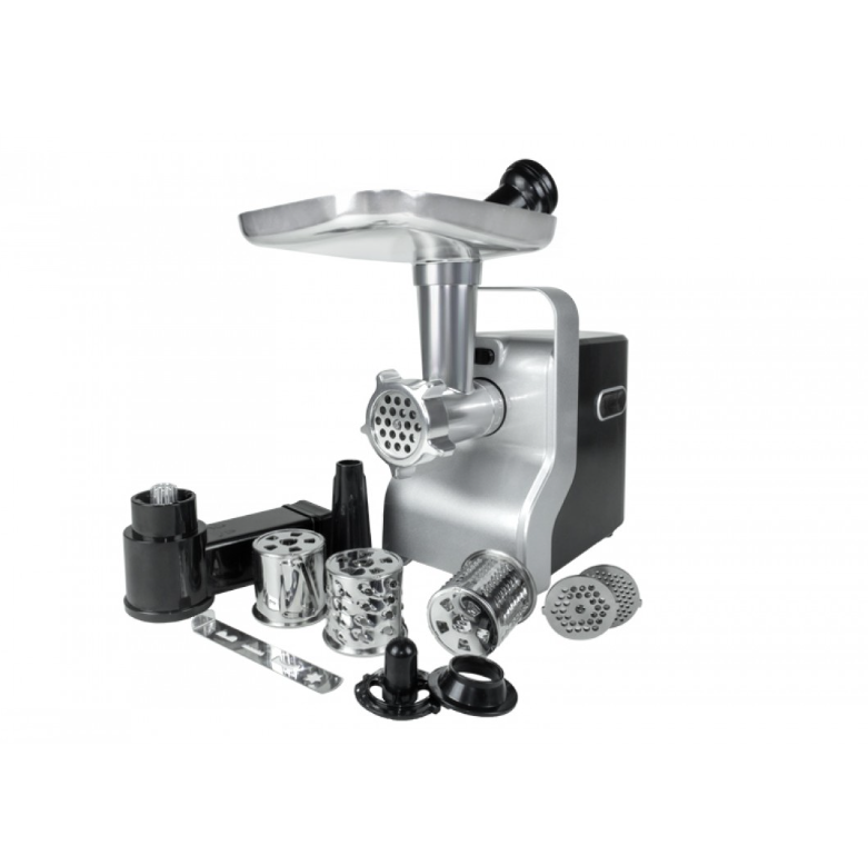 Masina de tocat carne multifunctionala ZILAN Negru/Gri 2100 W, 3 viteze, Accesorii pentru feliat legume, Accesoriu pentru carnati, Accesorii pentru feliere si maruntire, Cutit inox