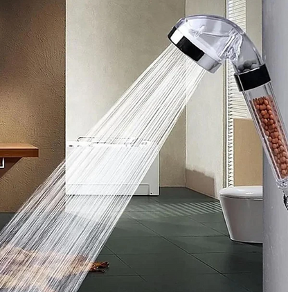 Cap de dus cu granule, ce filtreaza calcarul din apa
