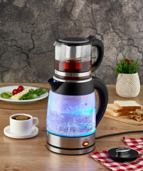 Set fierbator electric plus ceainic Zilan ZLN4858 Argintiu, putere 2200W, capacitate 1.8L si 0.8L