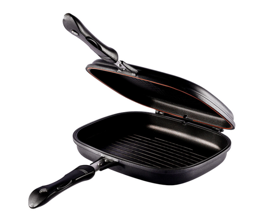 Tigaie grill dubla dreptunghiulara, aluminiu, 32x24x7.5 cm