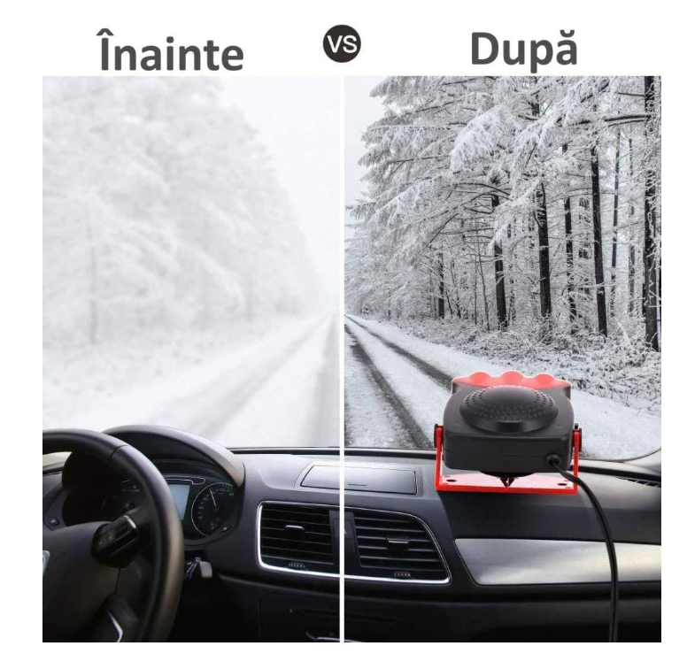 Aeroterma auto cu aer cald si rece, incalzire/dezaburire, 12V, 150W