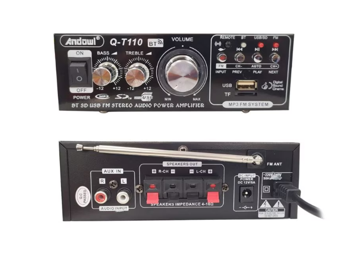 Amplificator Bass Profesional Andowl Q T110 Tip Statie cu Bluetooth Negru