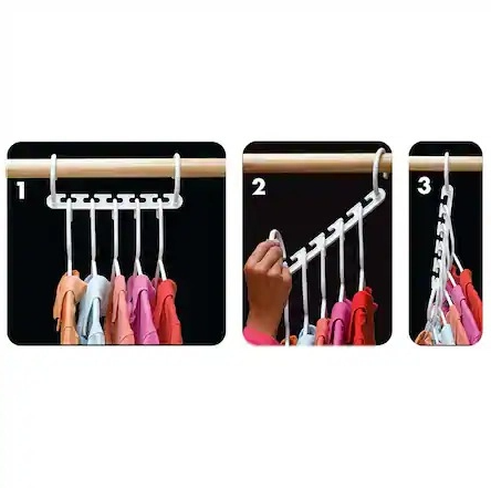 Set 8x Umerase Magic organizatoare haine, economisire 50% spatiu, Wonder hanger, alb