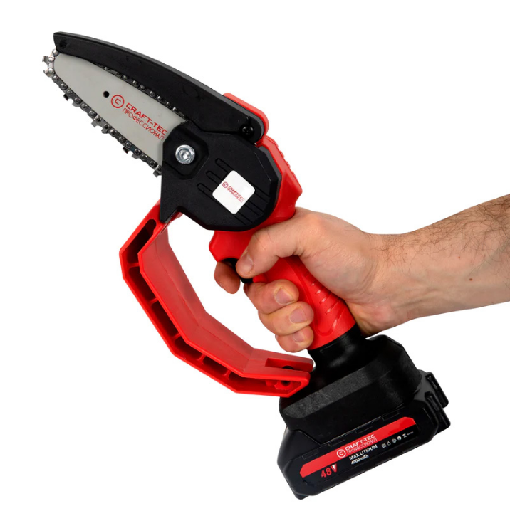 Mini Fierastrau lant 4'' CRAFT TEC 2 acumulatori 48W ROSU MX566