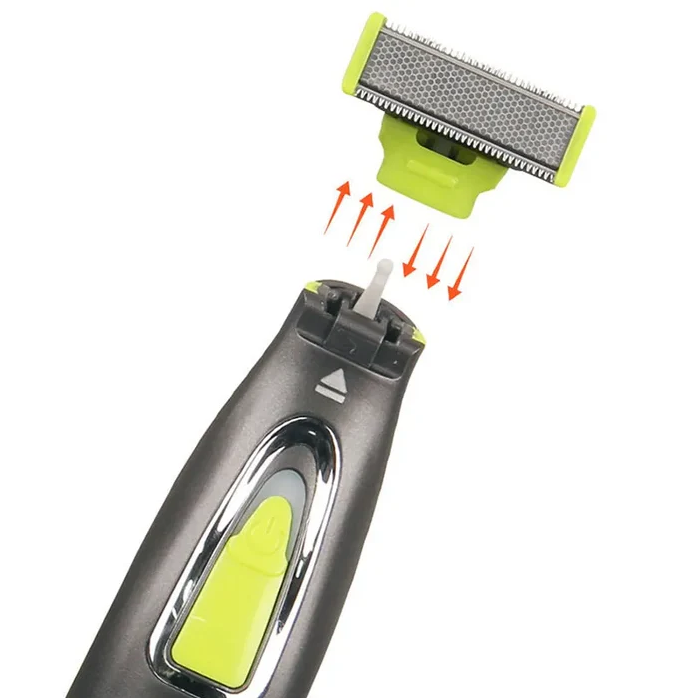 Trimmer facial electric MLG LT-187, fara fir, incarcare USB, cap pivotant, 3 piepteni deistantieri, negru cu verde