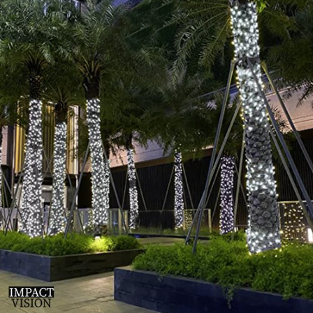 Instalatie LED sir 100m, cu 480 led mare tip diamant, IP 44, 8 jocuri de lumini, Lumina rece