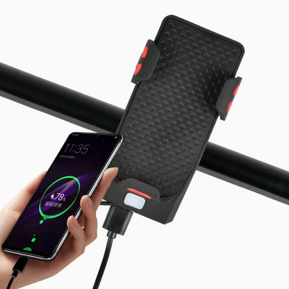 Lanterna pentru bicicleta 4 in 1, Powebank, Suport telefon si Sonerie