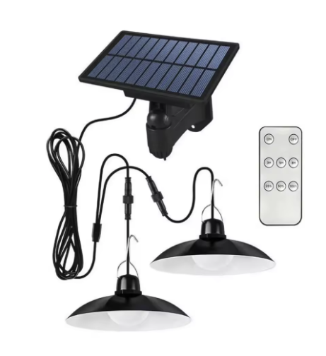 Lampa cu 2 becuri LED si panou solar detasabil, telecomanda, senzor de lumina
