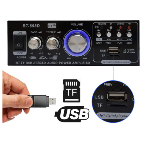 Amplificator Bass Profesional Andowl Q T110 Tip Statie cu Bluetooth Negru