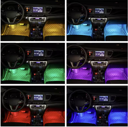 Set 4 benzi 18 LED cu lumina ambientale pentru auto si telecomanda RGB