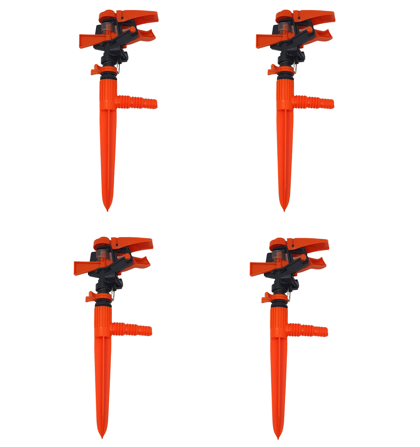 Set 4 aspersoare cu impact, din plastic, cu duza reglabila 360 de grade