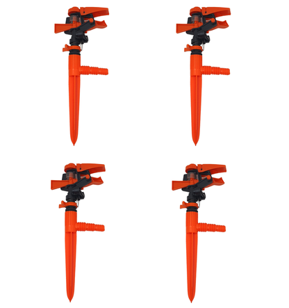 Set 4 aspersoare cu impact, din plastic, cu duza reglabila 360 de grade