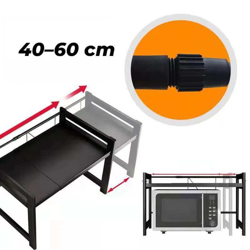 Raft metalic cuptor cu microunde etajera ajustabila Metal 4 Carlige