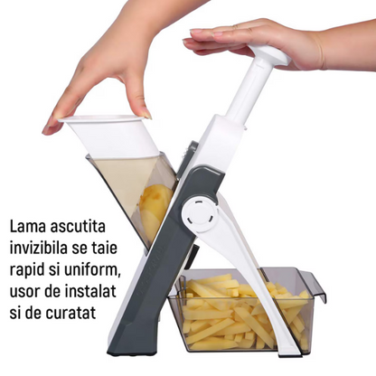 Feliator de fructe si legume pliabil tip mandolina cu 4 functii