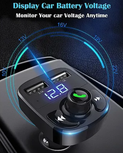 Modulator Fm auto Xd8 cu functie Bluetooth Mod Bt cu doua porturi Usb microSd Negru