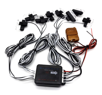 Kit 8 lumini stroboscop 7 functii 12V Galben
