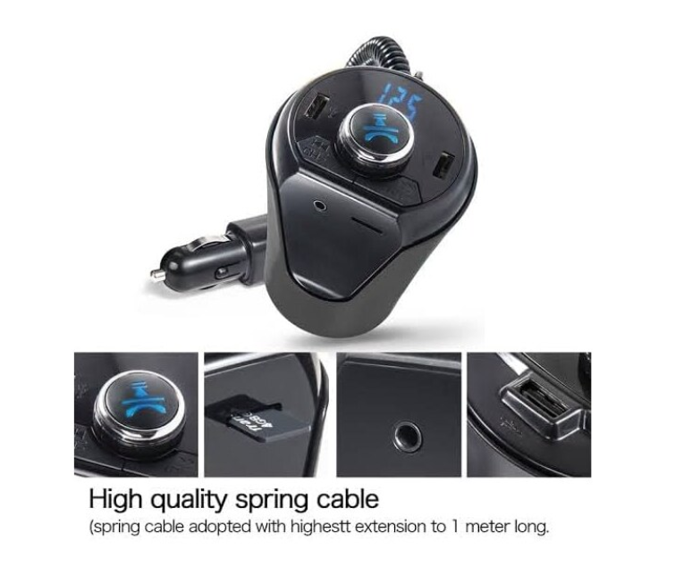 Kit Multifunctional BX6 BX7 FM functie Bluetooth cu 2 porturi USB Slot TF CARD AUX Negru