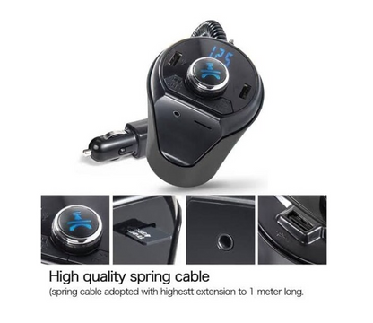 Kit Multifunctional BX6 BX7 FM functie Bluetooth cu 2 porturi USB Slot TF CARD AUX Negru