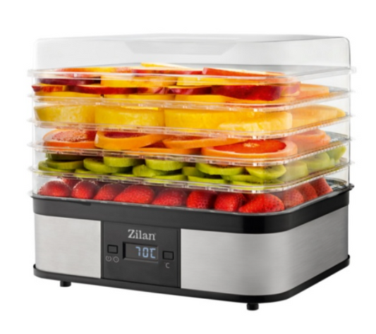 Deshidrator alimentar Zilan inox 245W, 5 nivele, termostat digital, silentios