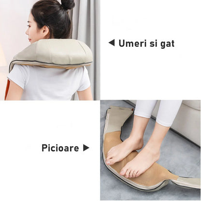 Aparat de Masaj Gat Umeri Spate Cervical Lombar Role 3D Infrarosu