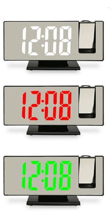 Ceas De Masa Tip Oglinda, Ecran LED Cu Proiectie 3D, Afisare Temperatura, Alarma