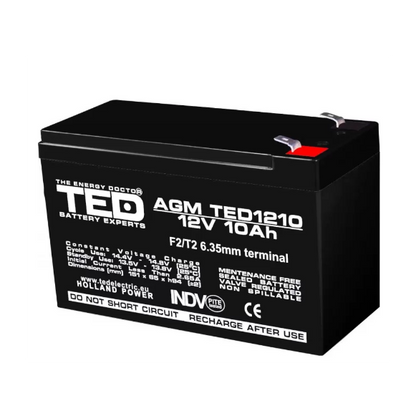 Acumulator AGM VRLA 12V 10AH dimensiuni 151mm x 65mm x h 95mm F2
