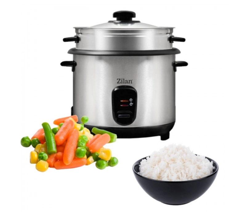 Aparat de gatit Zilan 2 in 1 pentru gatit orez si alimente la abur, capacitate 1.5L, 500W, sistem anti-alunecare