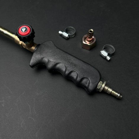 Set Arzator profesional 42cm si furtun gaz 5 metri, accesorii incluse, parlitor pentru butelie, macelarie, negru