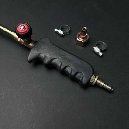 Set Arzator profesional 42cm si furtun gaz 5 metri, accesorii incluse, parlitor pentru butelie, macelarie, negru