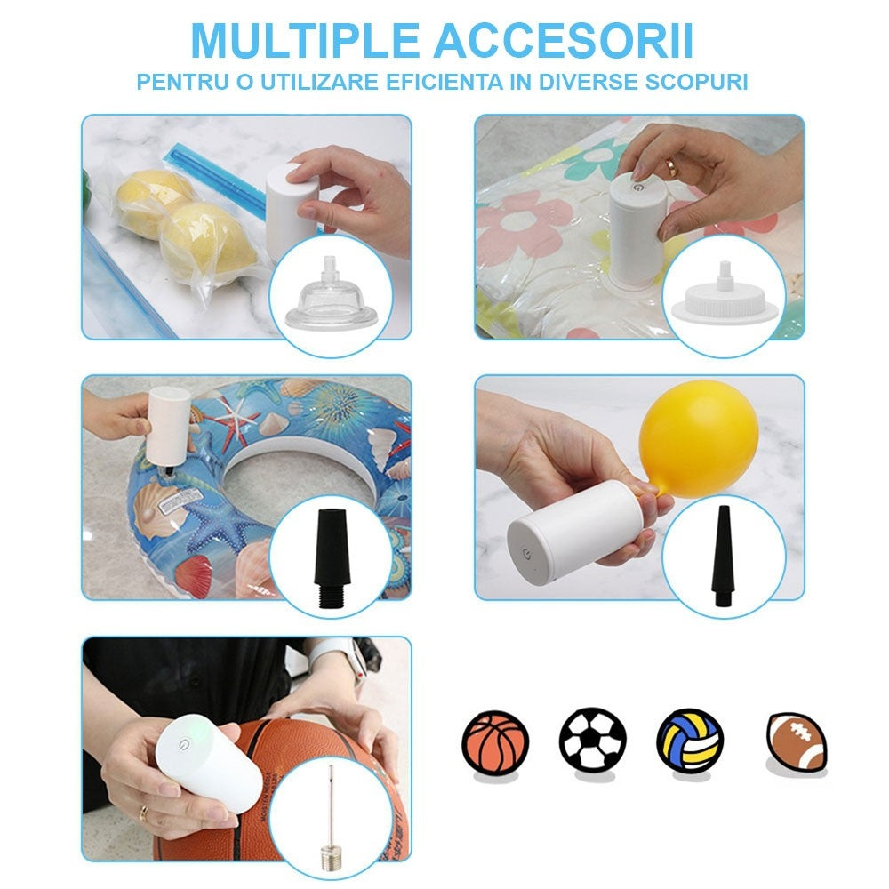 Aparat de vidat si umflat, 2 in 1, 7 piese incluse